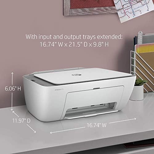 HP DeskJet 2755 All-in-One Wireless Printer Scanner Copier Instant Ink Ready Mobile Print Black 7.5ppm Color 5.5ppm Wifi Inkjet Computer Printers for Home Use and Office, Grey (Renewed)