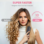 Cordless Hair Straightener Brush, Portable Mini Straightening Brush for Travel, Negative Ion Hot Comb Hair Straightener for Women, Rose Red