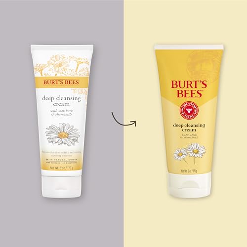 Burt's Bees Face Wash, Deep Facial Cleansing Cream, College Back to School Dorm Essentials, All Natural Cleanser with Chamomile, 6 Ounce (Pack of 3) (Packaging May Vary)