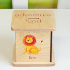 Wooden Piggy Bank for Kids and Adults, Personalized Gift Handmade in USA by BloomOwl, Custom Piggy Bank, Personalized Banks for Kids, Gifts for Baby Boys and Girls (Safari)