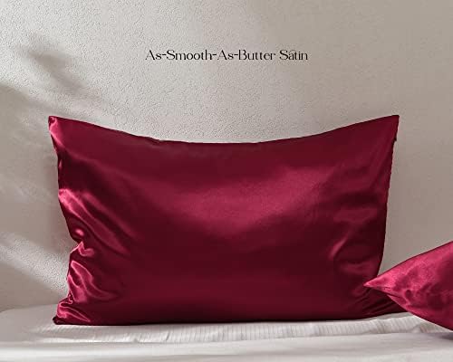 Yanibest Satin Pillowcase for Hair and Skin Care Silk Pillowcase 2 Pack Queen Size Pillow Cases Set of 2 -Satin Cooling Pillow Covers with Hidden Zipper Floral Print