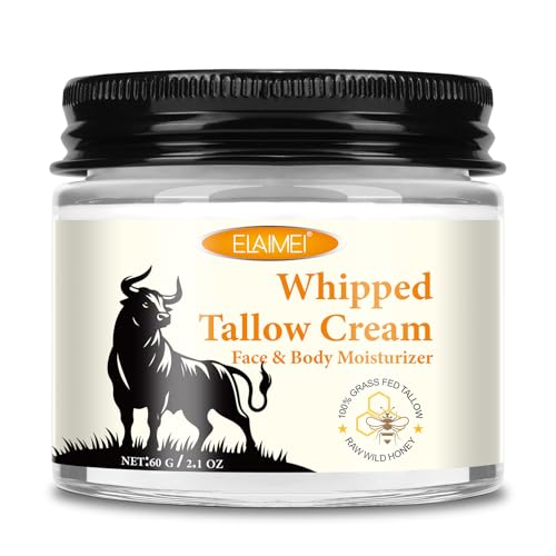 Beef Tallow for Skin, Tallow Face Moisturizer, Natural Grass-Fed Grass Finished Beef Tallow and Honey Balm Deeply Moisturizing for Face & Body, 2.1 oz