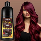 TSSPLUS Dark Red Wine 3 in 1 Instant Hair Color Shampoo for Gray Hair, Herbal Hair Dye Shampoo for Women Men, Long Lasting Red Hair Shampoo, 17 Fl Oz, Dark Red Wine