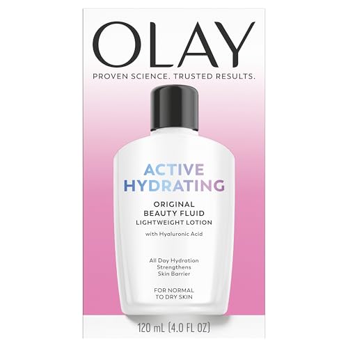 Olay Face Moisturizer, Active Hydrating Beauty Fluid Lotion, Original Facial Moisturizer, 4 Oz. (Pack of 2)
