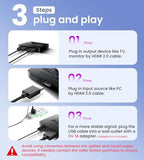 avedio links HDMI Splitter 1 in 2 Out [w/ 4 Ft Hdmi Cable]Not for Extended Display-Mirror Same Screen Only, 4K 1x2 HDMI Splitter 1 to 2 for 3D 1080P@60Hz, Copy 1 Source to 2 Displays at The Same Time