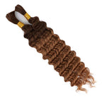 Human Braiding Hair 100g Deep Water Wave Bulk Human Hair for Braiding No Weft 10A Brazilian Virgin Curly Human Hair Extensions for Boho Braids (100g-26inch, T4/30-Deep)