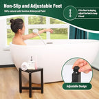 TYYIHUA Shower Foot Stool for Shaving Legs 13.2", Bamboo Shower Stool for Inside Shower, Corner Shower Foot Rest for Small Spaces, Waterproof Small Shower Bench for Bathroom, Black