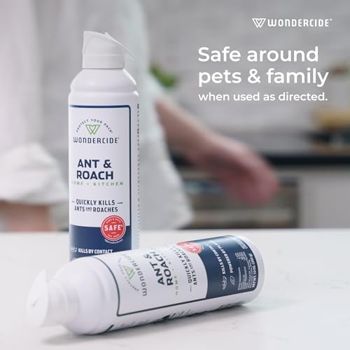 Wondercide - Ant & Roach Aerosol Spray for Kitchen, Home, and Indoor Areas - Ant, Roach, Spider, Flea, Stink Bug Killer with Natural Essential Oils - Pet Safe - 10 oz 2-Pack