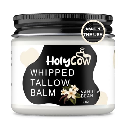 Beef Tallow For Skin - Whipped Tallow Balm with Organic Jojoba Oil, Grass Fed Beef Tallow Face Moisturizer for Eczema, Baby, Lip Balm - Lotion For Extremely Dry Skin (Vanilla Bean)