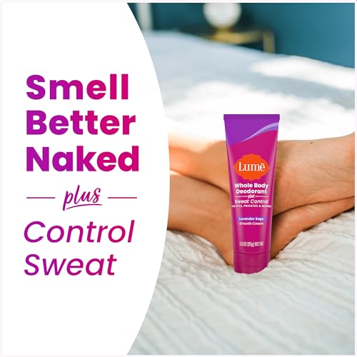 Lume Whole Body Deodorant Plus Sweat Control - Smooth Cream Tube - 72 Hour Odor And Sweat Control - Baking Soda Free, Skin Loving - 3.0 ounce (Pack of 2) (Lavender Sage)