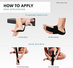 Plantar Fasciitis Tape, 20 Applications - Precut Kinesiology Tape Strips for Foot Soreness Relief - Also Great for Shin Splints - Includes 20 2x10" Strips & 40 2x5" Strips (Black, 20 Count)