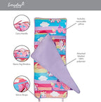 EVERYDAY KIDS Nap Mat with Removable Pillow - Unicorn Dreams - Carry Handle with Straps Closure, Rollup Design, Soft Microfiber for Preschool, Daycare, Travel Sleeping Bag - Ages 3-6 Years