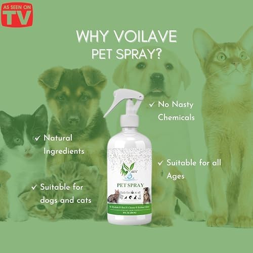 VoilaVe HOCL Spray for Dogs & Cats - Hypochlorous Acid Spray for Pets, Antiseptic Spray - Dog Wound Spray for Skin Irritation, Itch Relief, Infection, Allergy, Rashes - Safe for All Animals - 8 OZ
