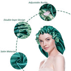 Silk Bonnet for Sleeping Satin Bonnets Double Layer Reversible Hair Cap Bonnet for Women Long Curly Braid Hair (Teal)