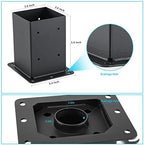 4x4 Post Base 4 Pcs, (Inner Size 3.6x3.6) Post Anchors, 13GA Thick Solid Steel & Black Powder Coated,Deck Post Brackets Support Deck Base Plate Pergola Brackets Fence Kit Mailbox Mount