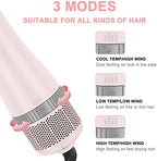 IG INGLAM 4 in 1 Blowout Hair Dryer Brush Set - Negative Ion Detachable Hair Dryer, Volumizer Styler with 2 Brush Heads, Pink