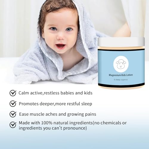 8 Sheep Organics Magnesium Lotion for Kids,Magnesium Lotion for Sleep,Topical Magnesium Cream Helps Kids Stay Calm at Bedtime and During The Night（4 oz）