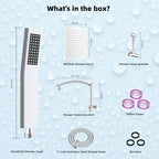 Hibbent All Metal 10'' Rainfall Shower Head, Dual Shower Head Combo, High Pressure Handheld Shower Wand, 16'' Adjustable Arc-shaped Shower Extension Arm, 71'' Hose, Showerhead Holder, Chrome