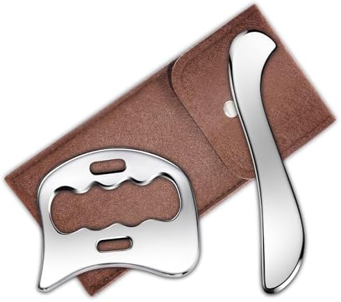 2-in-1 Stainless Steel Gua Sha Muscle Scraper Tool, Myofascial Scraping Tools for Physical Therapy, Lymphatic Drainage Massager, Soft Tissue Massage Tool (S+D)