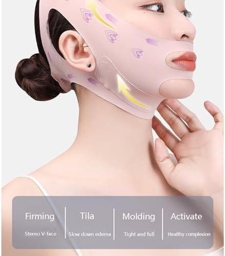 V Line Face Lifting Strap, Chin Strap for Sleeping, Double Chin Reducer for Women, Jaw Line Sculptor Eliminator, Mask Shaper for Jawline, Neck Lift Jaw Tightening Exerciser, Face Lift Tape Remover