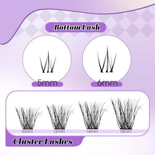 WENDY Lashes Clusters DIY Eyelash Extension Kit - 3D Effect C3 & Bottom Lashes with Bond and Seal Tweezers Cluster Eyelash Extensions Wispy Soft Individual Lashes, Suitable for Beginners, 10-16 MM