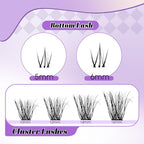 WENDY Lashes Clusters DIY Eyelash Extension Kit - 3D Effect C3 & Bottom Lashes with Bond and Seal Tweezers Cluster Eyelash Extensions Wispy Soft Individual Lashes, Suitable for Beginners, 10-16 MM