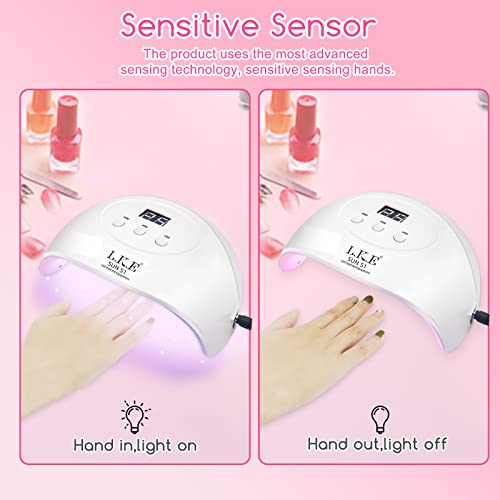 Wisdompark UV Light for Nails,UV LED Nail Lamp, Nail Dryer Professional Nail UV Light for Gel Polish with Adapter Gel Nails 3 Timers