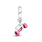 PANDORA Dumbbell & Heart Dangle Charm - Compatible Moments Bracelets - Jewelry for Women - Gift for Women - Made with Sterling Silver & Enamel, With Gift Box