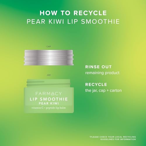 Farmacy Peptide Lip Balm - Lip Smoothie Hydrating Lip Balm with Vitamin C to Visibly Plump + Smooth Lip Lines - Nourishing Lip Treatment with a High-Gloss Finish - Pear Kiwi (10g)