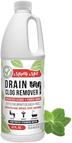 Mighty Mint Drain Clog Remover, Safe for Pipes and Septic, Dissolves Hair & Grease, Clears Blocked Drains and Deodorizes, Natural Mint Scent, 32oz