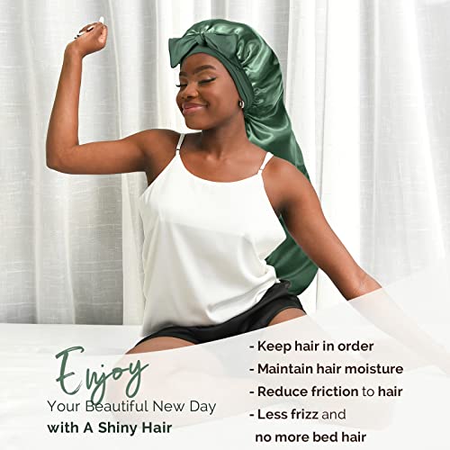 YANIBEST Silk Bonnet for Sleeping Women Braid Bonnet for Long Hair with Tie Band Satin Bonnet for Braids Hair Sleeping Cap