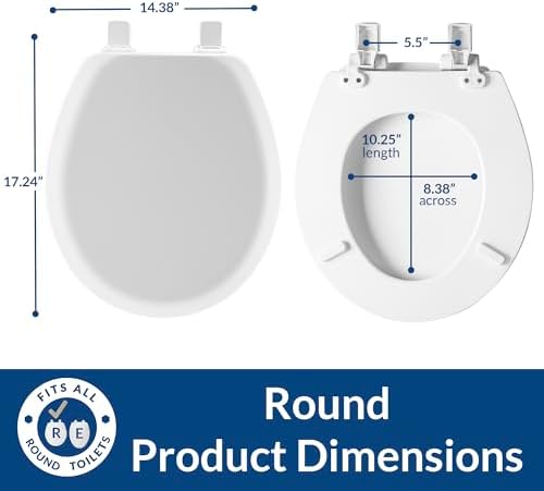 Mayfair Cameron Black Toilet Seat, Non Slip Heavy Duty Wood, Easy Clean, Made in USA, Round