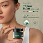 MOO FARM Beef Tallow for Skin - Natural Hydrating Balm -Low Heat Grass-Fed Organic Beef Tallow for Skin, Unscented- Safe for Sensitive, Allergic Body- Rich Vitamins A,D,E,K & B1 - Made in USA(2oz)