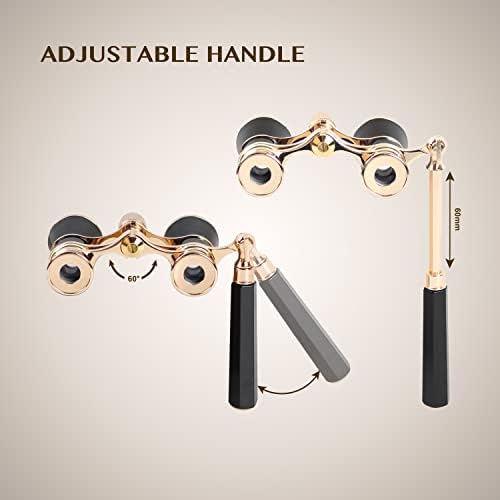 Aomekie Opera Glasses Binoculars 3X25 Theater Glasses Mini Binocular Compact with Handle for Adults Women in Musical Concert（Black）