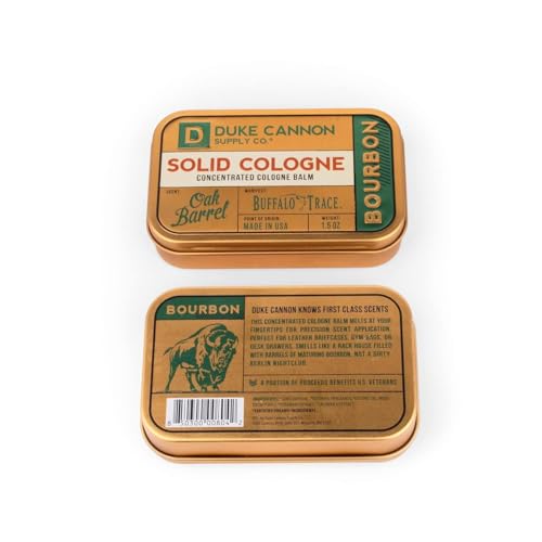 Duke Cannon Supply Co. Solid Cologne for Men Bay Rum (Citrus Musk, Cedarwood, Island Spice) - Concentrated Balm, Travel-Friendly Convenient Tin, 1.5 oz