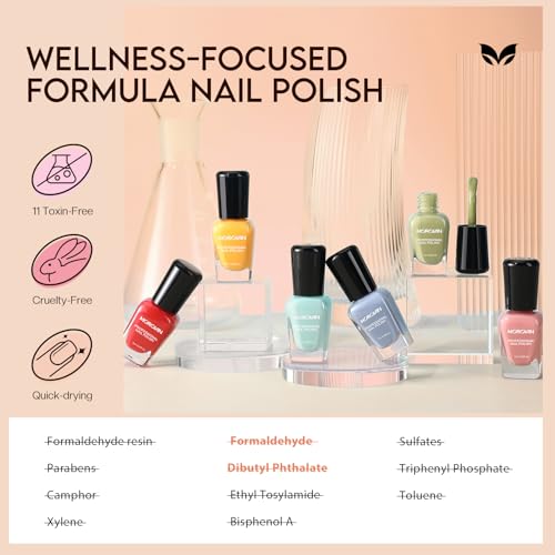 Morovan Nail Polish Set Fingernail: Quick Dry Nail Polish Kit Regular Nail Polish Bulk 0.25 oz Finger Nail Polish Pack Glossy Toenail Polish DIY Gifts for Women