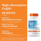 Doctors BEST High Absorption CoQ10, Heart & Energy Support, USP Verified, Naturally Fermented CoQ10, Non-GMO, Gluten Free, Soy Free, Vegan 360 Veggie Caps
