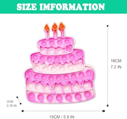 QETRABONE 4 Pcs Birthday Cake Crown Fidget Toys for Girl, Pop Fidget Toys Gift Bubbles Toy, Pizza Silicone Fidget Sensory Squeeze Bubbles Toy, Stress Relief Anti-Anxiety Autism