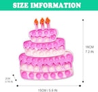 QETRABONE 4 Pcs Birthday Cake Crown Fidget Toys for Girl, Pop Fidget Toys Gift Bubbles Toy, Pizza Silicone Fidget Sensory Squeeze Bubbles Toy, Stress Relief Anti-Anxiety Autism