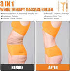 3 in 1 Wood Therapy Massage Tool,Wooden Lymphatic Drainage Massager Maderoterapia Kit Professional Body Cellulite Massager for Body Sculpting,Contouring,Relief Muscle,Anti-Cellulite
