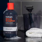 ROMAN Men's Revive Shampoo, Exfoliates & Clarifies with Peppermint, Cleanses for Thicker-Looking Hair, With Saw Palmetto, Pumpkin Seed Oil, Caffeine, Without Sulfates, Parabens, Phthalates, 8 fl oz