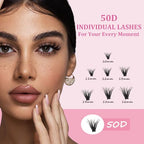 DIY Volume Lash Clusters 480pcs Lash Extension Kit Lash Extension Kit，50D 9-16mm with Cluster Lashes，2pcs Bond and Seal，Lash Tweezers，Eyelash Brush.