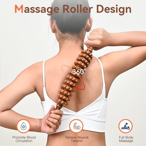 Wooden Cellulite Massage Roller Stick, Wood Therapy Massage Tools, Lymphatic Drainage Tool Cellulite Massager for Cellulite Reduction, Muscle Tension and Body Shaping, Contouring