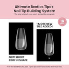 Beetles Tipex Instant Apex Nail Tips Short Coffin Shape 512 Pcs Pre Etched Fake Nails Tips Thick Acrylic Nail Pre Builder Gel Press-on Nails