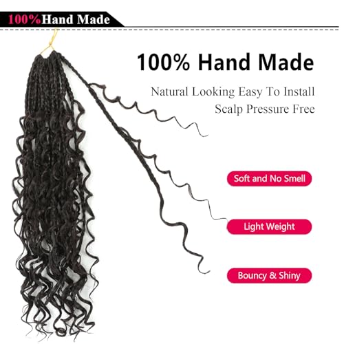 Goddess Box Braids Crochet Hair 24 Inch 8 Packs Boho Box Braids Pre Looped Crochet Hair For Black Women, With Curly Ends, Nice looking, Very Soft and Light Weight (24 Inch,#4)