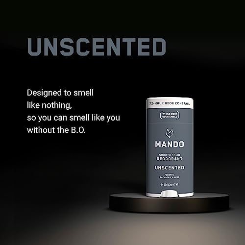 Mando Whole Body Deodorant - Invisible Cream Tube and Solid Stick - 72 Hour Odor Control - Aluminum Free, Baking Soda Free, Skin Safe - 3.0 Ounce Tube and 2.6 Ounce Solid Stick Bundle - Unscented