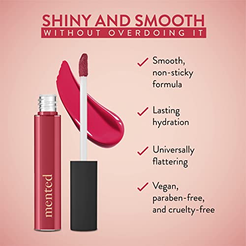 Mented Cosmetics Lip Gloss for Women Tinted Lip Balm Stain, Long Lasting Buildable Moisturizing Lipgloss Lipstick Topper, Made in USA, Cruelty Free Vegan Makeup, #1 Cran