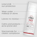 EltaMD UV Clear Face Sunscreen SPF 46, Oil-Free Sunscreen with Zinc Oxide, Dermatologist Recommended