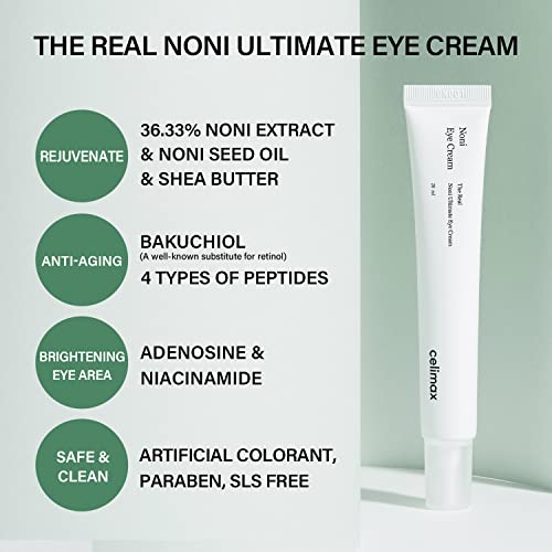 celimax Real Noni Eye Cream | with Noni Extract & Bakuchiol (Retinol), For Wrinkle, Crows Feet & Under Eye, Dark Circles, Hydrating, Sensitive For Skin, 20ml
