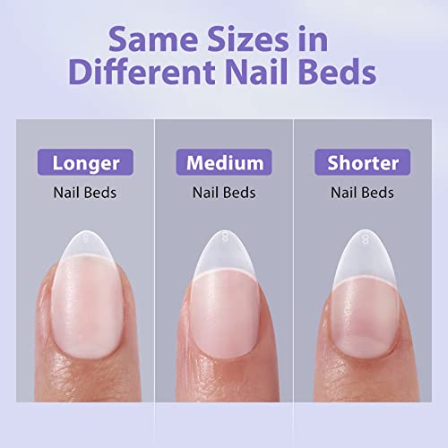 BTArtbox Short Almond Nail Tips - Natural Short Fake Nails with Tip Primer Full Cover, Stronger Nail Adhesion, Clear Soft Gel Nail Tips for Nail Extensions DIY Art